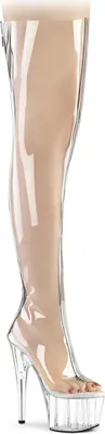 Produktbild von Pleaser ADORE-3021 Plateau Stiefel Transparent - Metallisch EU 35