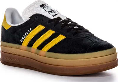 Produktbild von Adidas Gazelle Bold W Three Layers Q Panel Gum Sole Damen Wildleder Sneaker in Schwarz Gelb – 6.5 UK - 40 EU - 8 US / Black Yellow