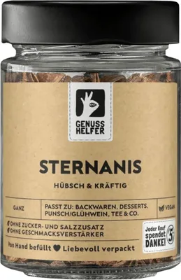 Produktbild von Sternanis, ganz, aromatische Würze für Tee, Glühwein, Punsch und Bowle, 50g im Glas