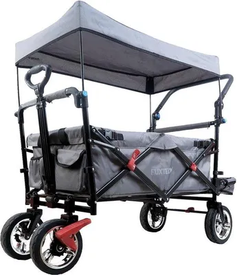 Produktbild von Famanu Bollerwagen Faltbar - Geräumige und Robuste Transportkar mit Doppelbremsen und UV-Schutz für Kinder und Outdoor