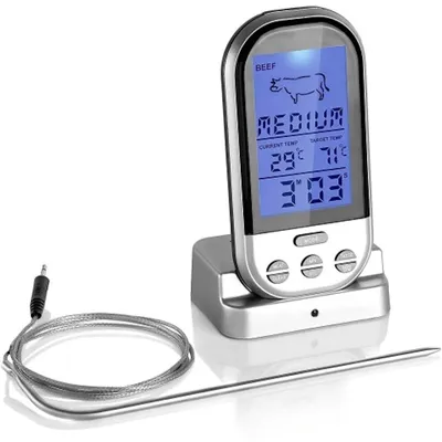 Digitales Grillthermometer kabellos, bis 250 °C, 1 m Sonde