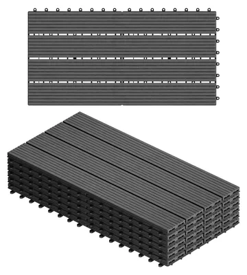 Image de Dalles de terrasse WPC - 30 x 60 cm - Gris - 22 pièces - Dalles à clipser pour extérieur et intérieur