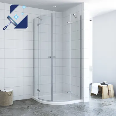Produktbild von Duschkabine Viertelkreis 90x90 x 195cm Runddusche Halbrund Dusche Drehtüren Scharniertüren aus Klarglas 6mm mit Lotuseffekt-Beschichtung