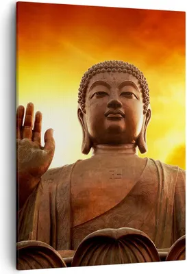 Produktbild von Bild auf Leinwand - Leinwandbild - Einteilig - Buddha Stein Sonnenuntergang - 50x70cm - Wand Bild - Wanddeko - Wandbilder - Leinwanddruck - Wanddekoration - Leinwand bilder - Wandbild - PA50x70-0183