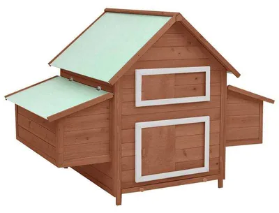 Immagine prodotto di Pollaio - Gabbia per galline - Rifugio per animali - Recinto per galline - Legno massello di abete rosso - 150x96x110 cm - Stile rustico