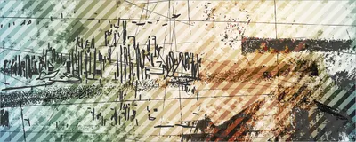 Produktbild von Wallario Poster - Grunge Stil  Streifen Schrift und Muster, Kunstdruck Größe: 50 x 125 cm