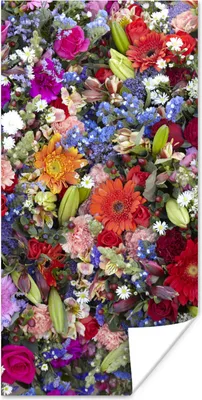 Produktbild von MuchoWow® Poster Ein florales Design mit leuchtenden Farben 75x150 cm - Dekoration für die Wände