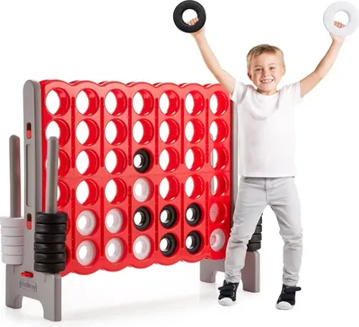Produktbild von Vier gewinnt (Vier in einer Reihe) - Spielset - 42 Jumbo-Ringe, Schieber, Kunststoff, ab 3 Jahren - Dunkelgrau