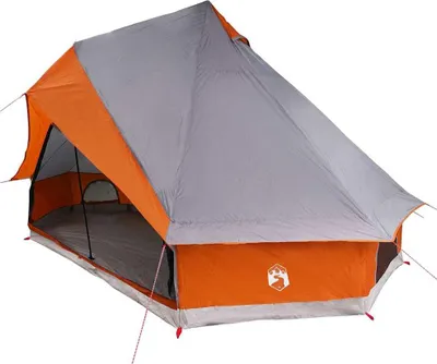 Produktbild von vidaXL Tipi Zelt mit Dach Grau und Orange 400 x 346 x 250 cm Taft