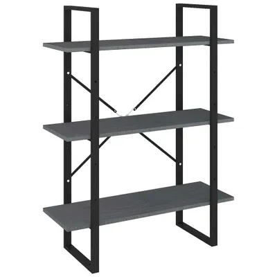 Produktbild von vidaXL Bücherregal 3 Böden Grau 80x30x105 cm Massivholz Kiefer