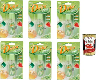 Produktbild von Dietor - MyDietor Cuor di Stevia, Natürlicher flüssiger Süßstoff 0 kcal, Glutenfrei, gluten free, Ohne Aspartam 6x 50 ml + Italian Gourmet polpa 400g