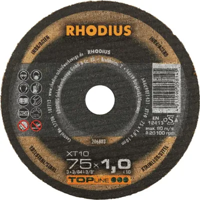 Zdjęcie produktu dla Rhodius XT10 MINI 206803 Cutting disc (straight) 75 mm 1 pc(s) Stainless steel, Steel