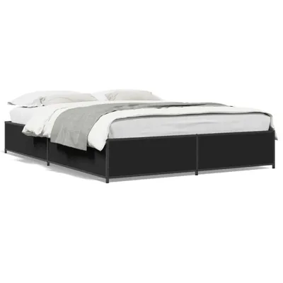 Produktbild von vidaXL Bettgestell Schwarz 140x190 cm Holzwerkstoff und Metall