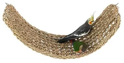 Image de Tapis en algues marines pour oiseaux et petits animaux, hamac avec crochets, 74 x 19 cm, en algues marines naturelles