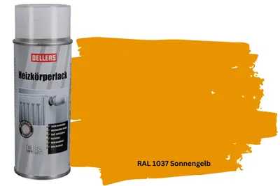 Produktbild von OELLERS Heizkörperlack bewährt Spray RAL 1037 Sonnengelb – 400 ml Sprühlack glänzend | Hitzebeständig strapazierfähig | Hochdeckende Sprühfarbe