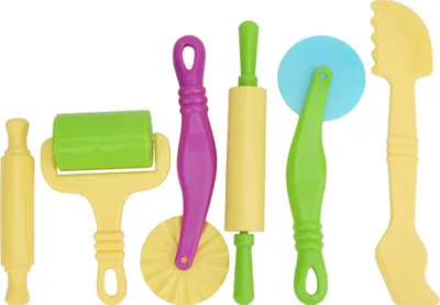 Imagen del producto de Kit educativo para niños: 6 herramientas de plástico para modelar masa. Ideal para proyectos de manualidades y aprendizaje