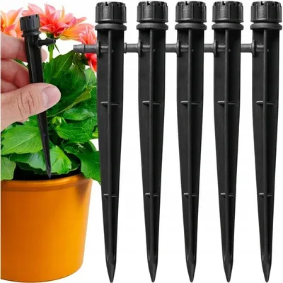 Produktbild von Garten-Tropfbewässerung Set – Einstellbare Sprinkler-Düsen – Für Schläuche & Töpfe – Wassersparend – 5 Stück