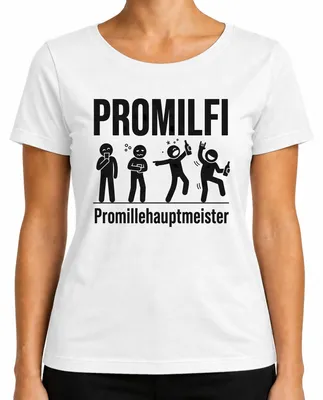 Produktbild von PROMILFI Promillehauptmeister Lustig Saufen Bier Party JGA Alkohol Damen T-Shirt, Weiß, M