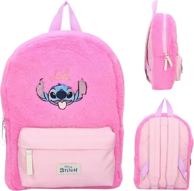 Immagine prodotto di Vadobag | Zaino per bambini Stitch - Rosa Scuro - Morbido - Peluche - Licenza Disney