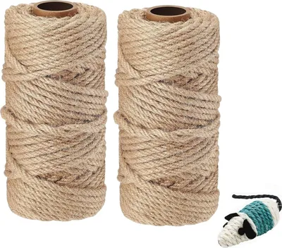 Produktbild von Sisaltau 6 mm x 50 m - Natürliches Sisal-Juteseil - Set von 2 - Katzenzubehör - Dekorationsseil - Haushalt