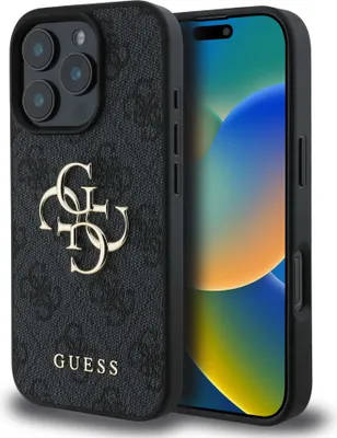 Obrázok produktu pre Guess, Puzdro pre iPhone 16 Pro Max s kovovým monogramom a logom 4G, tmavosivé