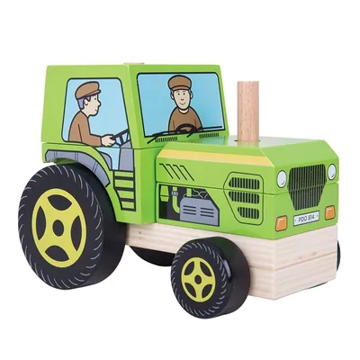 Produktbild von BigJigs Holz Stapeltraktor Lernspielzeug Traktor