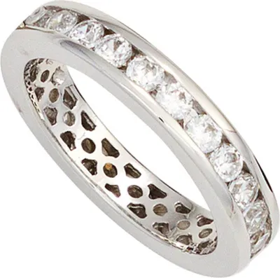 Produktbild von JOBO Damen Ring 925 Sterling Silber rhodiniert Zirkonia rundum Silberring Größe 58