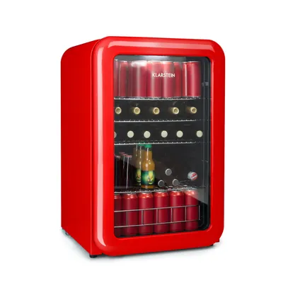 Obrázok produktu pre Klarstein PopLife chladnička na nápoje - minibar, retro chladnička, 0-10 °C, iba 39 dB, 115 l, šetrná k životnému prostrediu, dvojité sklo dverí, retro dizajn, červená