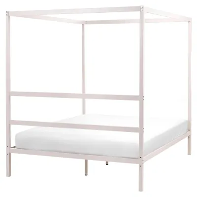 Produktbild von BELIANI Himmelbett Hellbeige Metall 140 x 200 cm 4 Pfosten Elegant Modern Stilvoll Minimalistisch Designer Bett für Schlafzimmer