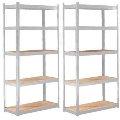 Obrázek produktu pro Sada 2 kovových skladových regálů, 180 x 90 x 40 cm, nosnost 875 kg, stříbrné