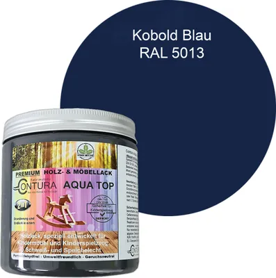 Produktbild von Contura 250ml. Möbellack Lack für Kinderspielzeug Buntlack DIN EN71/3 Buntlack Holzlack - RAL 5013 Kobold Blau
