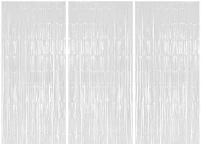 Produktbild von 3x Lametta Vorhang - weiß - 91x244 cm