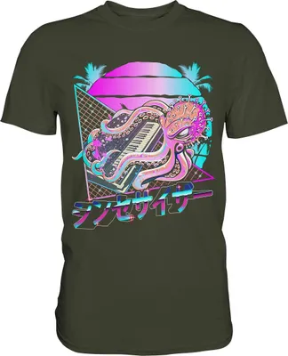 Produktbild von Synthesizer Octopus Vaporwave Kraken Modular Analog T-Shirt – Urban Khaki / S