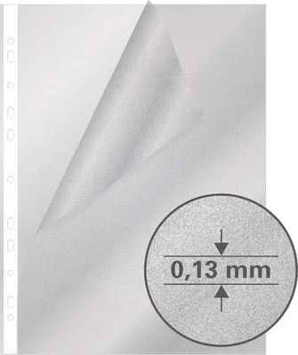 Produktbild von 100 Premium Prospekthüllen / DIN A4 genarbt / 2 Seiten offen extra Starke 130my