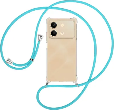 Produktbild von Handykette Backcover-Schutzhülle mit Band (Metall silberfarben) für Xiaomi Redmi Note 13 Pro 5G - türkis