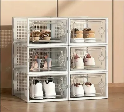 Productafbeelding van Solidchoice - Set van 6 Stapelbare Transparante Schoenendozen met Deksel