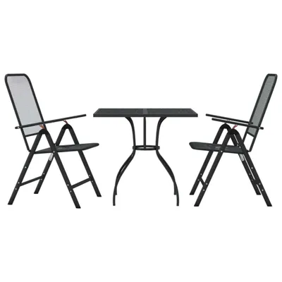 Produktbild von vidaXL 3-tlg. Garten-Essgruppe Anthrazit Streckgitter