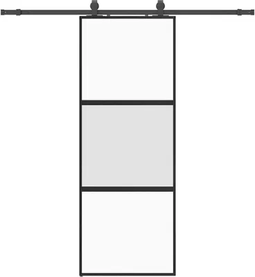 Zdjęcie produktu dla Drzwi przesuwne z zestawem okuć czarne 76x205cm szkło hartowane