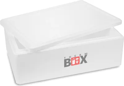 Produktbild von THERM-BOX Styroporbox 29W Wand: 3cm Volumen: 29,1L Innen: 53x33x16cm Isolierbox Kühlbox Warmhaltebox Wiederverwendbar