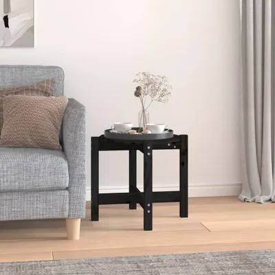Produktbild von "2026 Promotion" Couchtisch Wohnzimmer - Kaffeetisch - Schwarz Ø 52,5x45 cm Massivholz Kiefer - Sofatisch CC28870