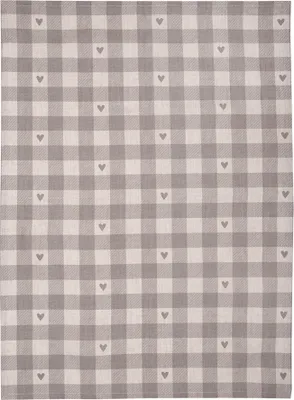 Produktbild von Clayre & Eef Geschirrtuch 50x70 cm Beige Grau Baumwolle Herzen