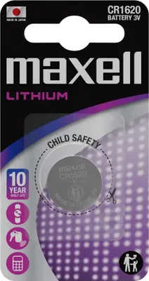 Zdjęcie produktu dla Maxell CR1620, Jednorazowa bateria, CR1620, Lithium-Manganese Dioxide (LiMnO2), 3 V, 1 szt., 80 mAh