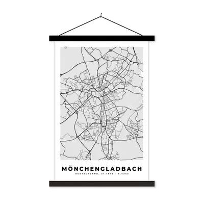 Produktbild von MuchoWow® Textilposter Stadtplan - Deutschland - Karte - Mönchengaldbach 120x180 cm mit schwarzem Rahmen - Fotos