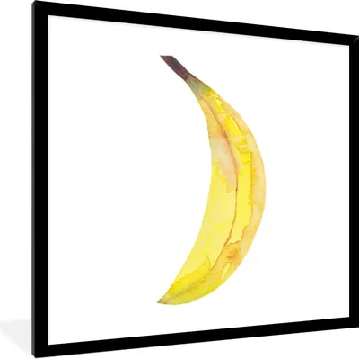 Produktbild von MuchoWow® Gerahmtes Poster Banane - Aquarell - Weiß 40x40 cm - Poster mit Schwarzem Bilderrahmen Wandposter Rahmen Foto Bilder - Mit Rahmen - Wanddekoration Schlafzimmer