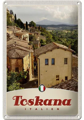 Produktbild von Blechschild Reise 20x30cm Toskana Italien Bäume Häuser