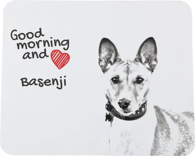 Productafbeelding van Basenji - muismat met bedrukking, gepersonaliseerde muismat met hond, uniek gadget voor kantoorpersoneel van het merk Art-Dog Art-Dog