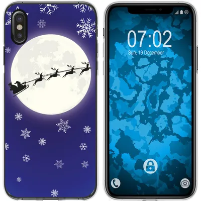 Produktbild von PhoneNatic Case kompatibel mit Apple iPhone Xs Max Silikon-Hülle X Mas Weihnachten Santa - Snowflakes M4