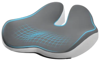 Image de Coussin de siège pour fauteuil de bureau, en mousse à mémoire de forme, avec support en forme de W, antidérapant, pour usage en bureau