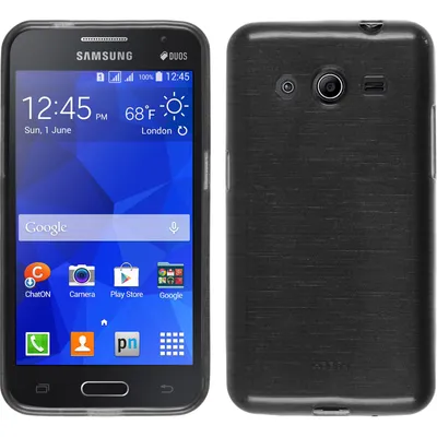 Produktbild von PhoneNatic Case kompatibel mit Samsung Galaxy Core 2 - silber Silikon Hülle brushed + 2 Schutzfolien
