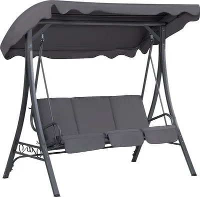 Produktbild von BELIANI Hollywoodschaukel grau Stahl Sonnendach verstellbar Kissen Outdoor Terrasse